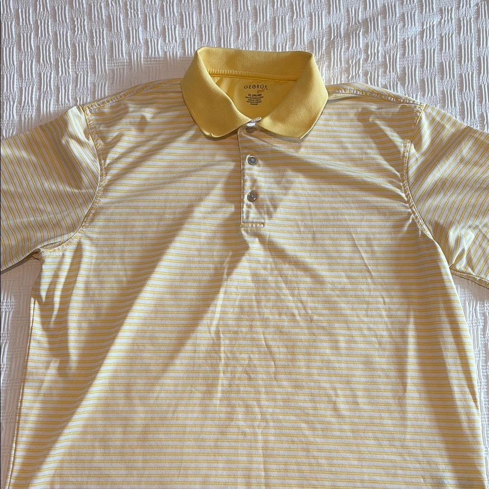 George Men's Yellow Striped Polo Shirt